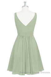 Sage Green Chiffon A-Line Short Bridesmaid Dress